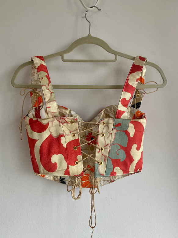 あなたの帯で作ります　オーダーメイド　帯リメイク　リバーシブル　クロップビスチェ Vivat Veritas