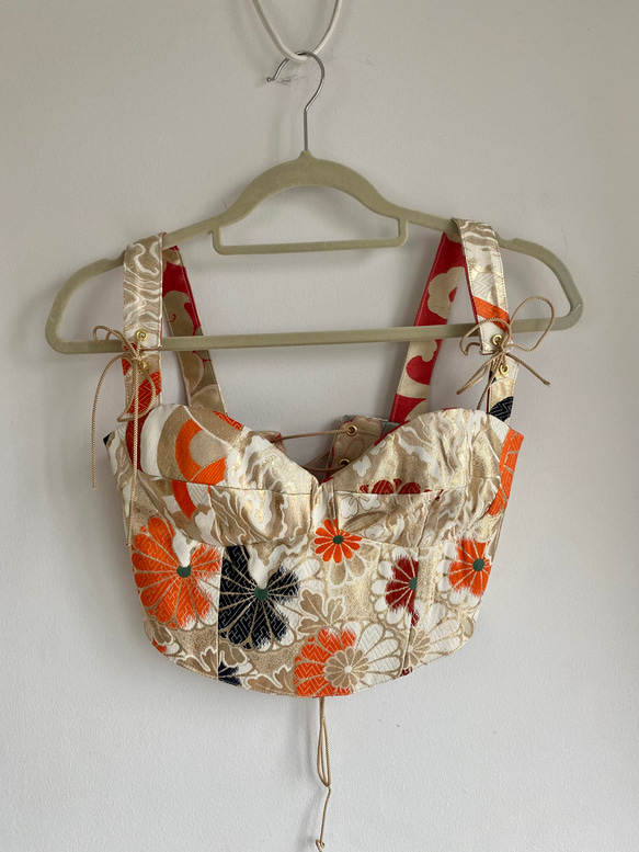 あなたの帯で作ります　オーダーメイド　帯リメイク　リバーシブル　クロップビスチェ Vivat Veritas