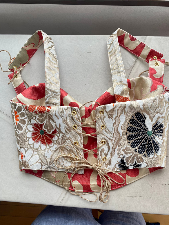 あなたの帯で作ります　オーダーメイド　帯リメイク　リバーシブル　クロップビスチェ Vivat Veritas