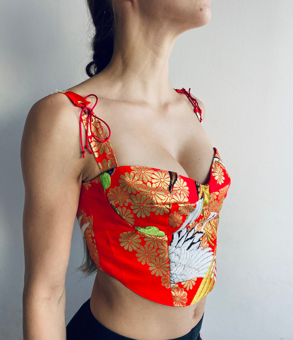 あなたの帯で作ります　オーダーメイド　帯リメイク　リバーシブル　クロップビスチェ Vivat Veritas