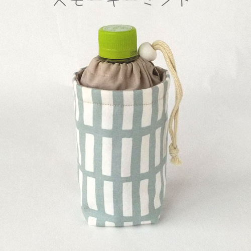ハンドメイド　巾着袋　ペットボトルカバー flapper_bags ペットボトルホルダー 保冷 おしゃれ 巾着 500mL