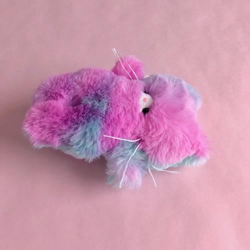 ゆめかわねこさん。♡空色×紫なフワフワねこ♡手のひらサイズの 