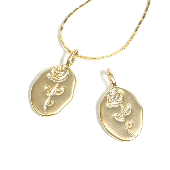 再次上架 [2 件] 玫瑰橢圓啞光金色吊飾 NF 第3張的照片