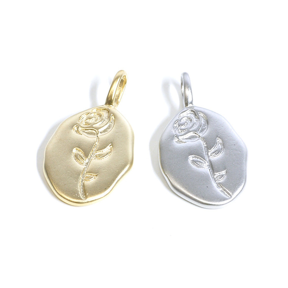 再次上架 [2 件] 玫瑰橢圓啞光金色吊飾 NF 第4張的照片