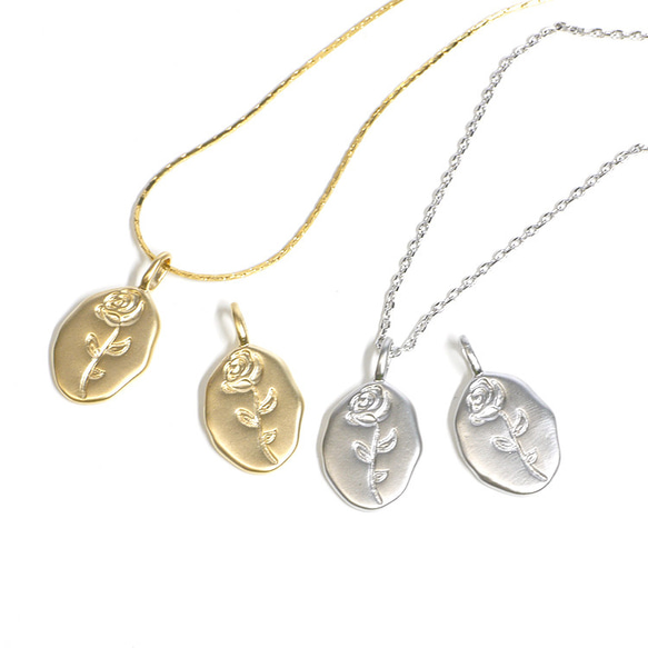 再次上架 [2 件] 玫瑰橢圓啞光金色吊飾 NF 第5張的照片