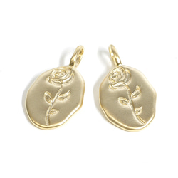 再次上架 [2 件] 玫瑰橢圓啞光金色吊飾 NF 第1張的照片