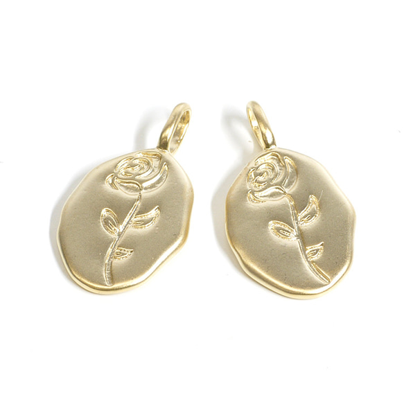 再次上架 [2 件] 玫瑰橢圓啞光金色吊飾 NF 第1張的照片