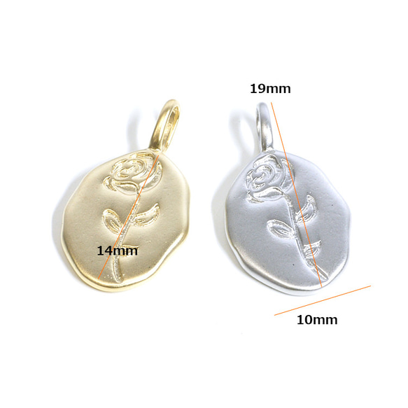 再次上架 [2 件] 玫瑰橢圓啞光金色吊飾 NF 第6張的照片