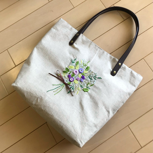 さくら花びら柄』まる底帆布トート・ポケット付き - OUKA