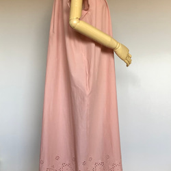サーモンピンク　裾レースワンピース　　受注製作 3枚目の画像