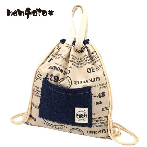 ナップサック ハンドメイド 手作り シューズバッグ 巾着 ヴィンテージ