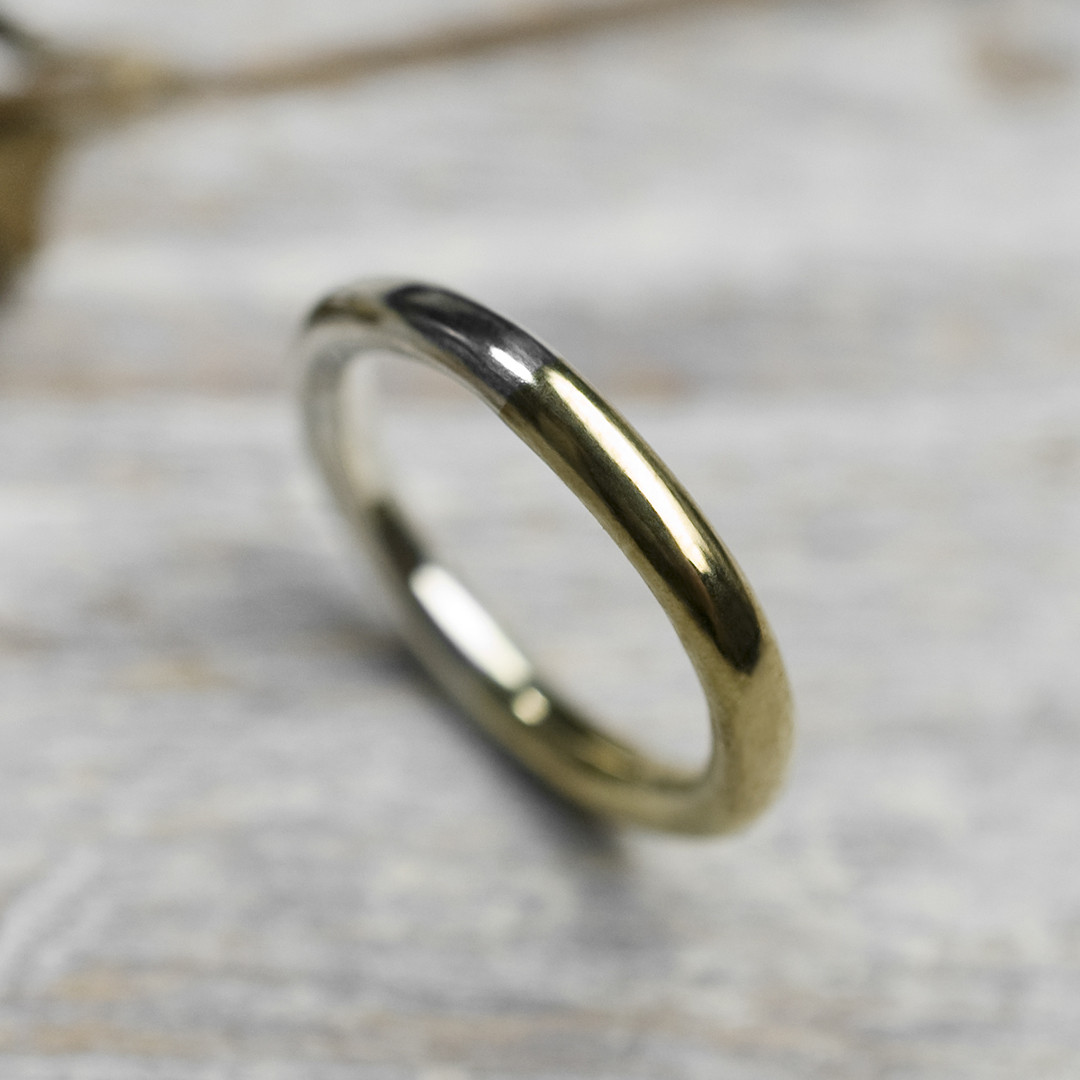 鏡面 シルバー×真鍮バイカラーハーフラウンドプレーンリング 3.0mm幅 グロス｜SV×BS RING｜802