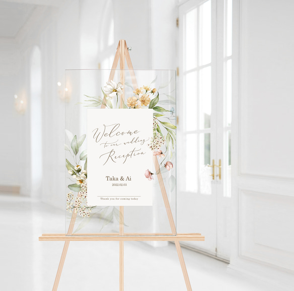 ウエディング ウエルカムボード【アート】 結婚式ウエルカムボード お花の色変更可能 ウェディング/A3/ お