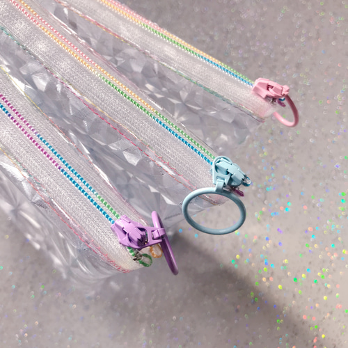 内ポケット付きキラキラシースルーポーチ 20cmファスナー ミルク瓶