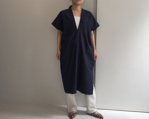 インディゴリネン・ギマミックスツイードDRESS 45R ワンピース 45R（フォーティファイブアール）の「インディゴギマニット