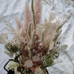 ナチュラルピンクスワッグ　ドライフラワー　プリザーブドフラワー　スワッグ　花束　　ウエディングブーケ　パンパスグラス 8枚目の画像