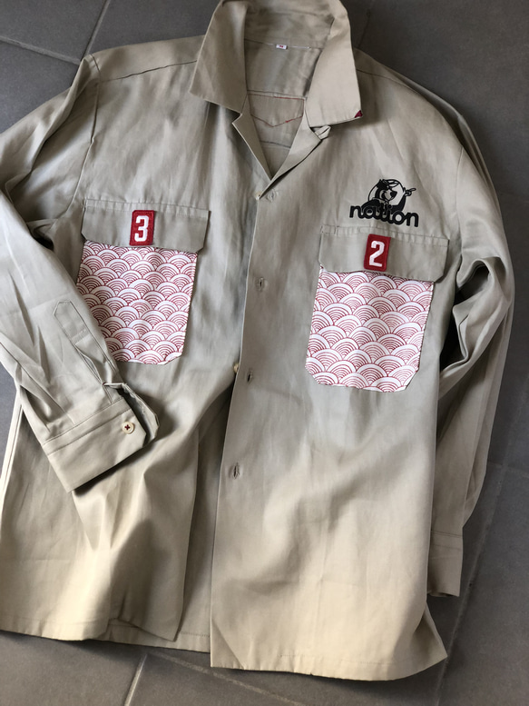 nationosaka ワークシャツ × SAICO コラボ 小紋パッチーワークシャツ 5枚目の画像