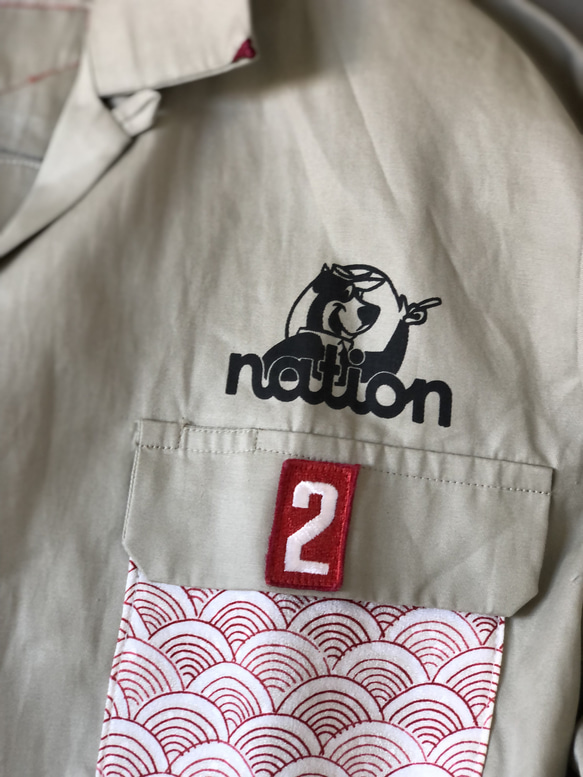 nationosaka ワークシャツ × SAICO コラボ 小紋パッチーワークシャツ 8枚目の画像