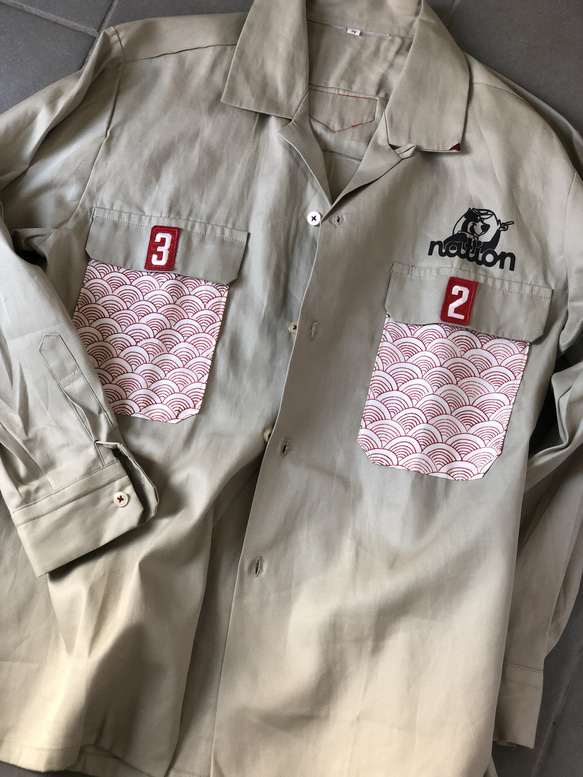 nationosaka ワークシャツ × SAICO コラボ 小紋パッチーワークシャツ 6枚目の画像