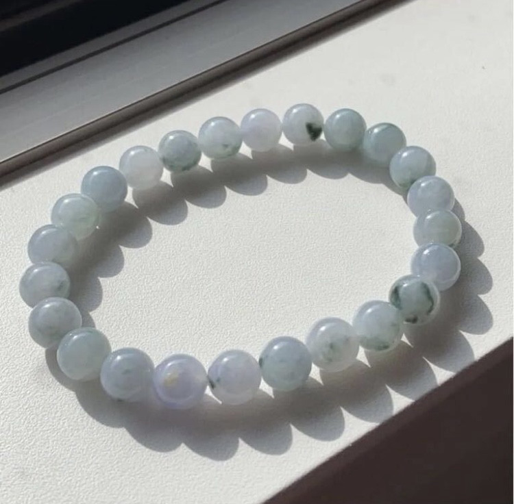 【高級】天然 無着色無樹脂含浸 氷種 ヒスイ ブレスレット　7.6mm$