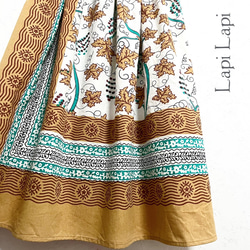 【新作】インド綿ギャザースカート カラシ 2枚目の画像