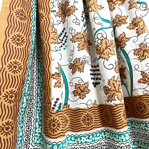 【新作】インド綿ギャザースカート カラシ 3枚目の画像