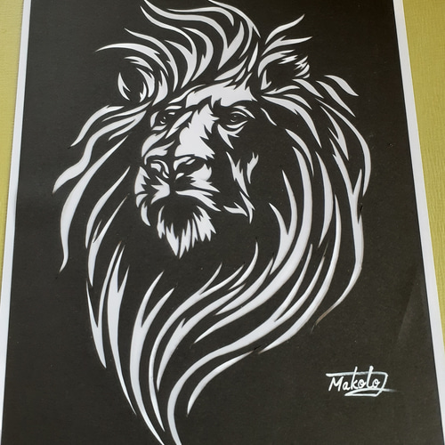 切り絵アート オスライオン 切り絵 makochin 通販｜Creema(クリーマ 