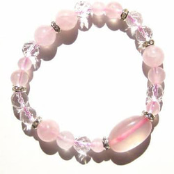 【桜の色合い 可愛らしいピンク 緩め大きめブレスレット】 ローズクォーツ 水晶 17cm 3枚目の画像
