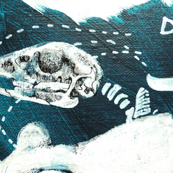 標本図風のネズミと骨の絵画 アート 原画 キャンバス画 動物の絵 理科 科学 サイエンス ペン画 アクリル画 3枚目の画像