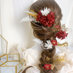 (再販2) アネモネ ヘッドドレス 【 ﾚｯﾄﾞ系 】ヘッドパーツ 結婚式 ウエディング 髪飾り 成人式 保管BOX付 3枚目の画像