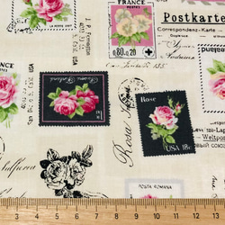 薔薇の切手柄生地 3枚目の画像