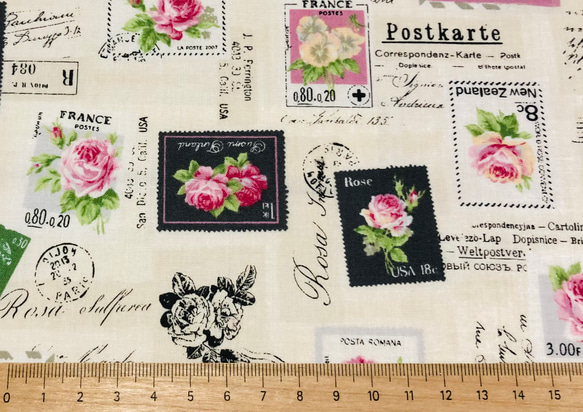 薔薇の切手柄生地 3枚目の画像