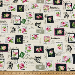 薔薇の切手柄生地 1枚目の画像