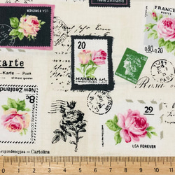 薔薇の切手柄生地 2枚目の画像