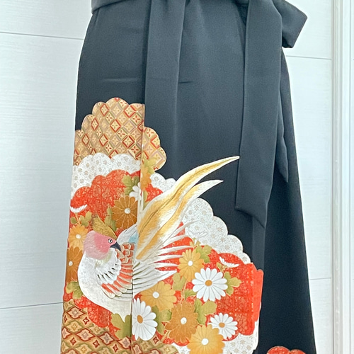 着物リメイク 黒留袖リメイク 彩りの鳥 ロングスカート 正絹