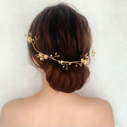 MA108 【ゼクシィ掲載】 ヘッドドレス　カチューシャ ブライダル ヘアアクセサリー リーフ  ゴールド　結婚式 花嫁 9枚目の画像