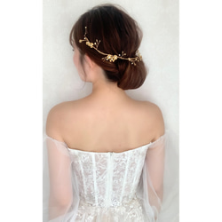 MA108 【ゼクシィ掲載】 ヘッドドレス　カチューシャ ブライダル ヘアアクセサリー リーフ  ゴールド　結婚式 花嫁 10枚目の画像