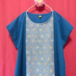 サークル刺繍 半袖ワンピース blue 4枚目の画像