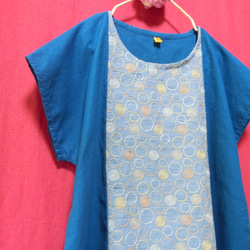 サークル刺繍 半袖ワンピース blue 5枚目の画像