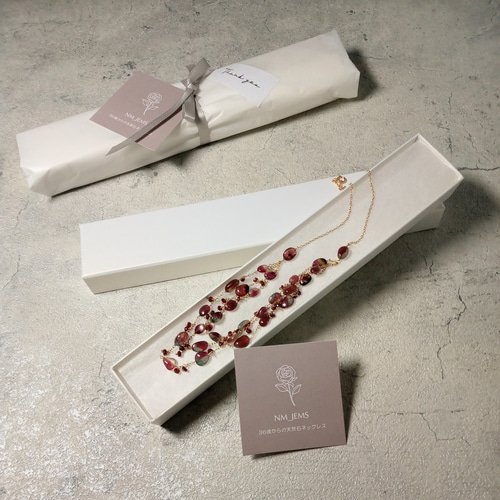 14kgf × 宝石質 バイカラー トルマリン × 宝石質 ルビー の 3連