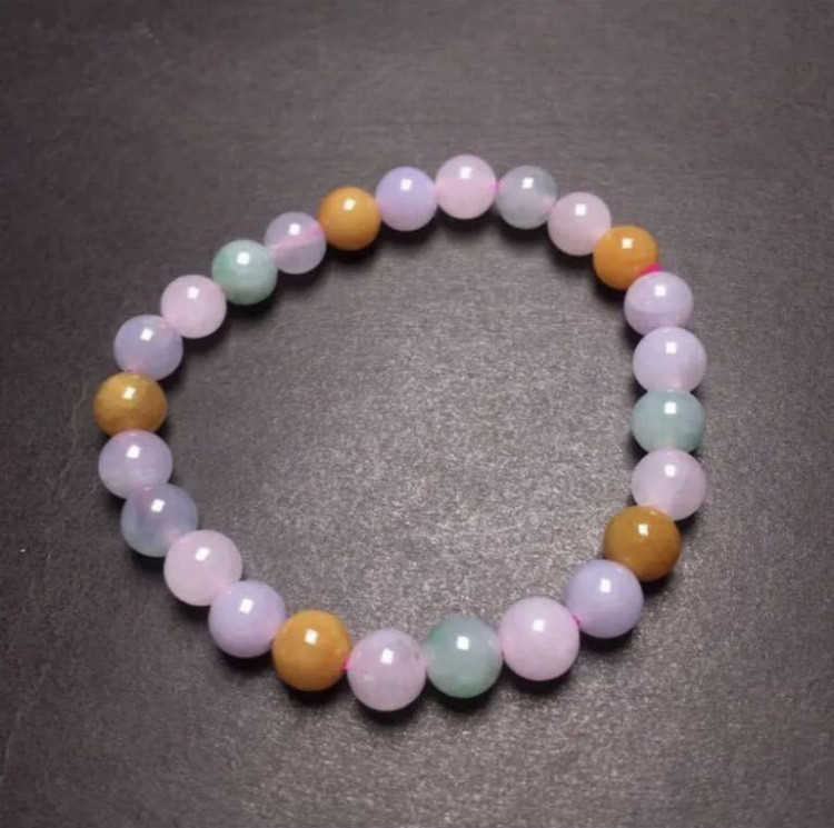 【可愛い】天然 無着色無樹脂含浸 高級氷種 ヒスイ ブレスレット　7.5mm$