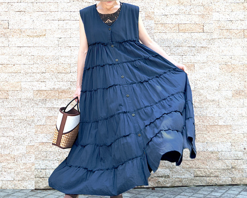 用尺たっぷり＊羽織としても◎大人可愛い＊ノースリーブ＊ティアード