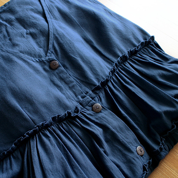 長度充足 * 也可用作遮蓋 ◎ 成熟可愛 * 無袖 * 分層連身裙 * 海軍藍 第10張的照片