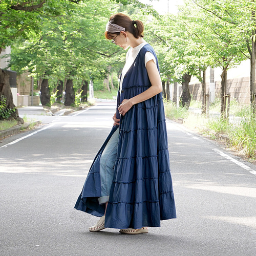 用尺たっぷり＊羽織としても◎大人可愛い＊ノースリーブ＊ティアード