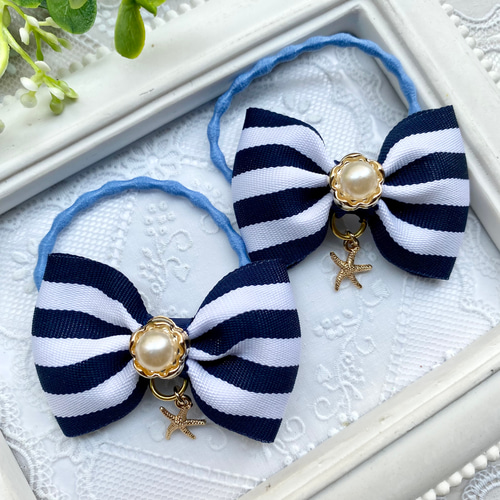 夏リボン☆ベビーヘアクリップヘアゴム