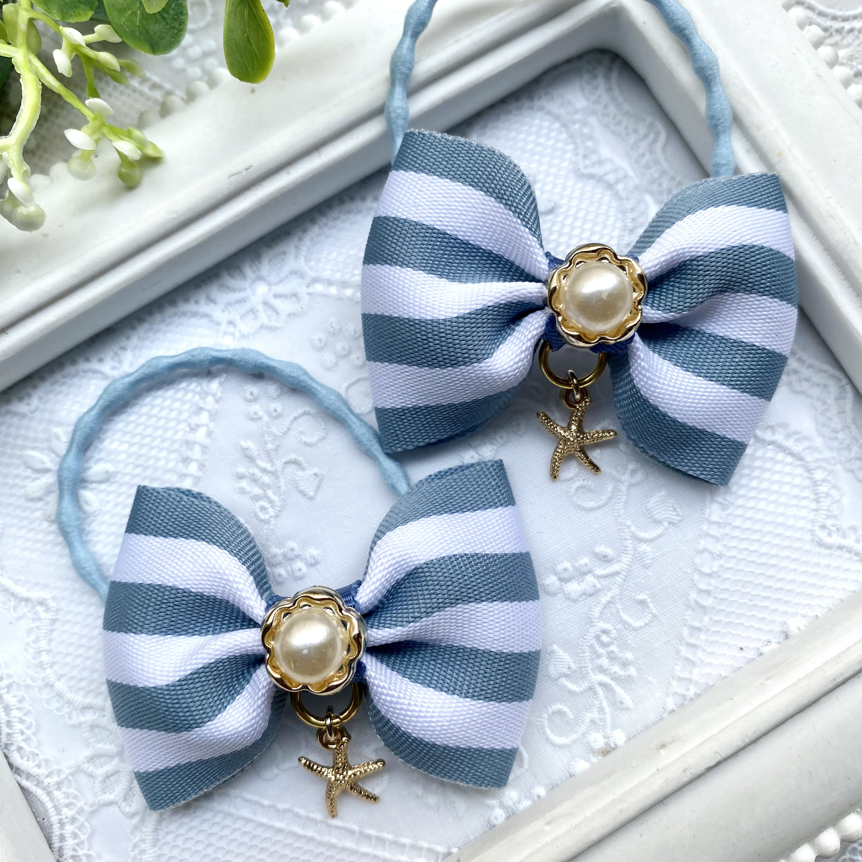 確認　ゆれるヘアリボン ヘアゴム ツインテールセット　480　ミント