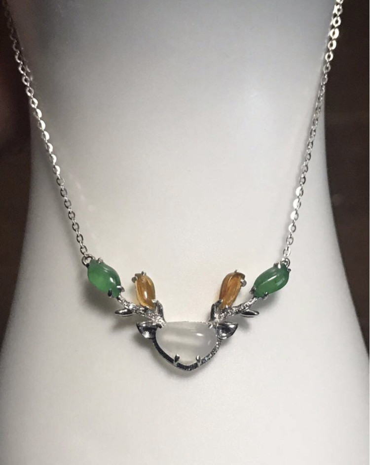 【天然】本翡翠 氷種 白、黄、緑3色 ヒスイ k18 ネックレス $ 38,870円