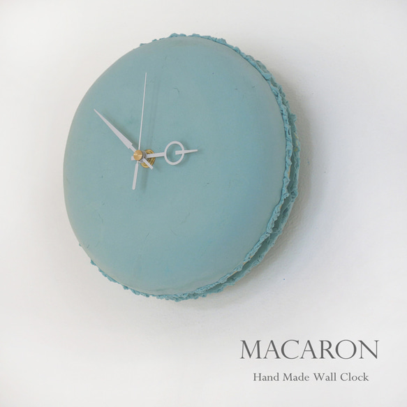 マカロン　手作りの掛け時計　MUU CLOCK  MACARON (Mizuiro)  お菓子な時計　 3枚目の画像