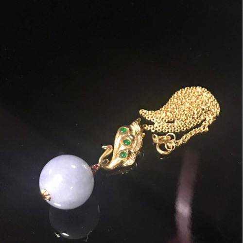 高級】天然 ラベンダー グリーン ヒスイ k18 ネックレス $ ネックレス 