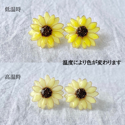 2way・色が変わる向日葵イヤリング/ピアス ٭❀* 大ぶりで華やか 涼しげな透明感 大人可愛い 揺れる 軽いつけ心地 3枚目の画像